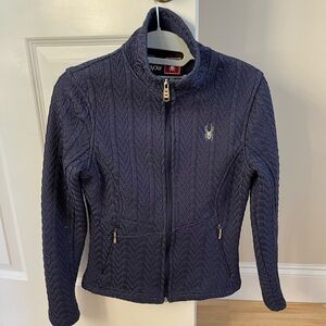 Spyder Women's Navy Fleece Lined  Zip Sweater Jacket